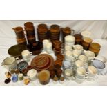 A large quantity of Hornsea Pottery, various patterns to include 2 large storage jars 20cm h (one