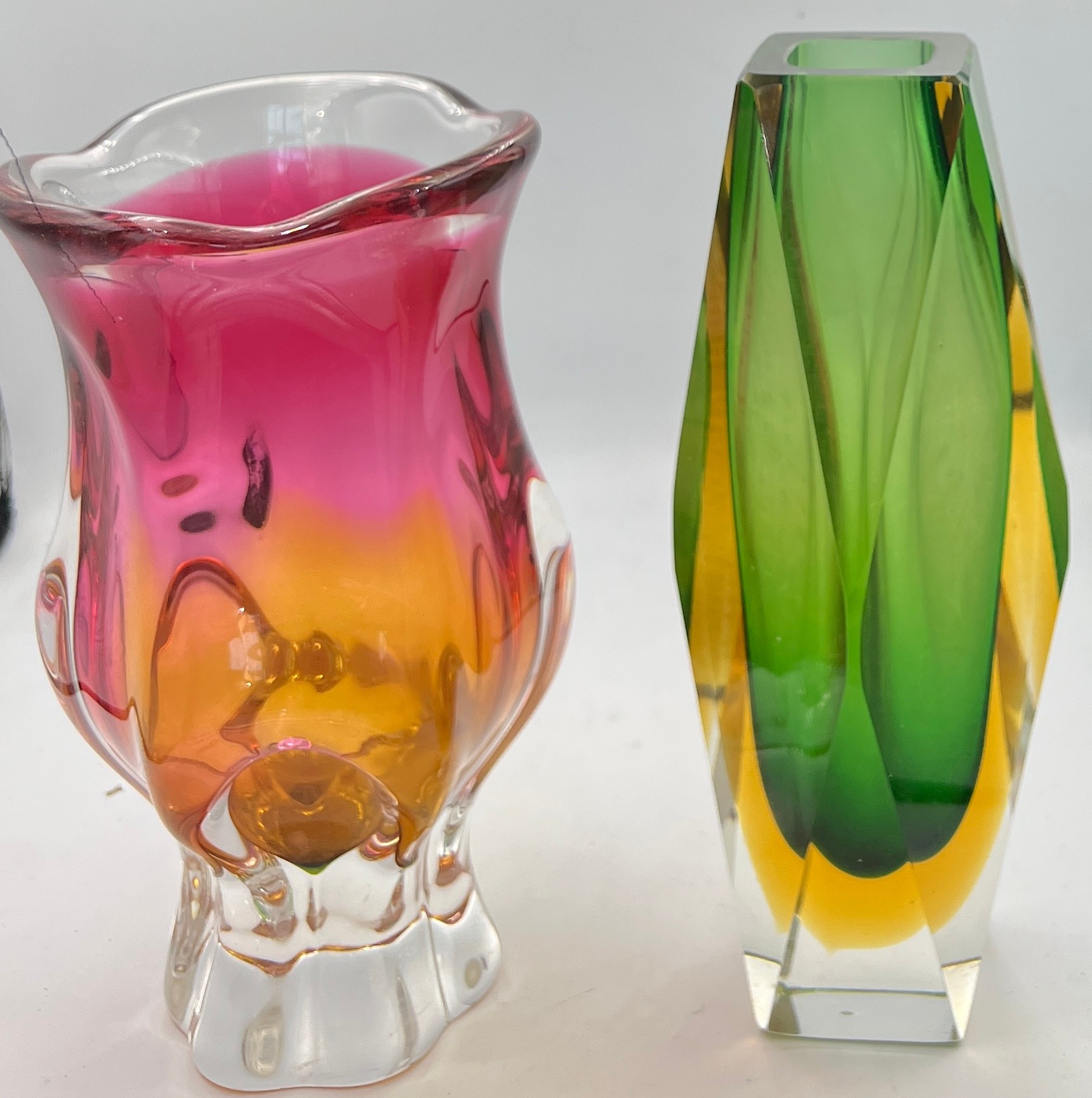 Two mid 20thC glass vases to include Murano sommerso 21cm h and Czechoslovakian Chribska. - Image 4 of 5