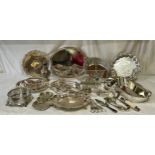 A collection of good quality silverplate to include seven raised salvers largest 35cm, smallest