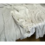 A quantity of 19thC cotton garments to include 2 pairs of bloomers, a baby's dress, a petticoat, a