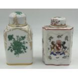 Two 19th century Porcelain Tea Caddies by Samson of Paris, one with armorial crest, one with