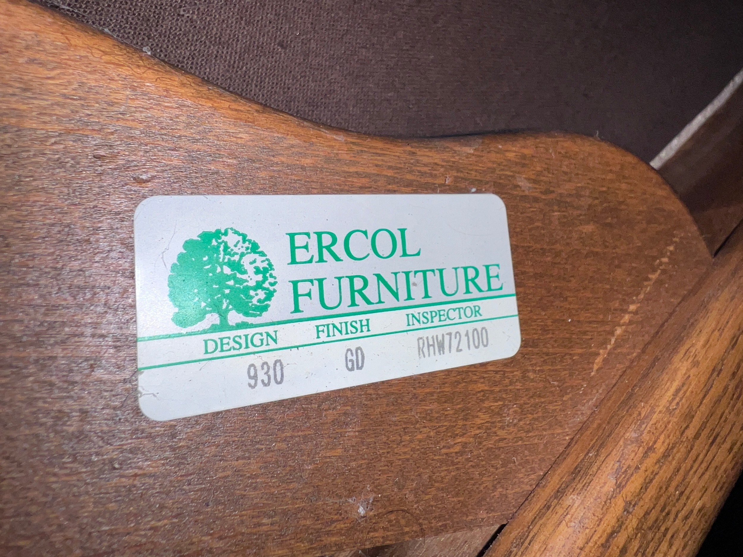 An Ercol teak three seater upholstered sofa and single armchair. - Image 5 of 5