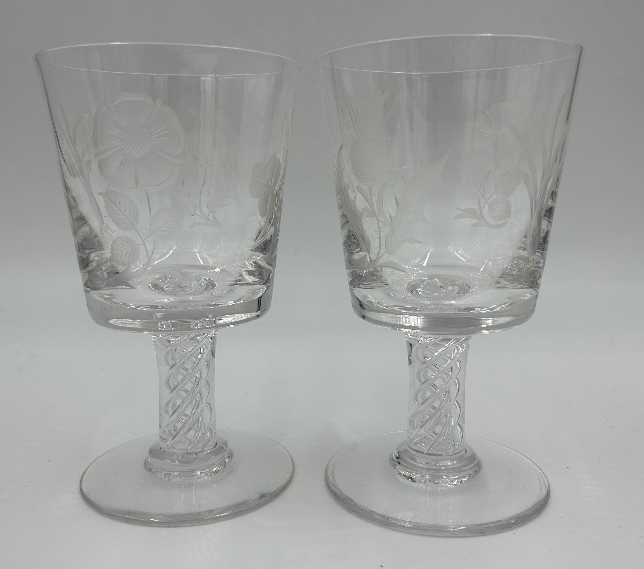 Good quality 20thC cut glass to include a Coronation decanter, 2 x large Stuart goblets etched - Image 5 of 9