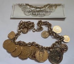 Franklin mint, a gold plated 'The Golden Caribbean Necklace' with coins from the Caribbean