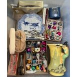 A miscellaneous lot to include vintage glass and other Christmas tree decorations, ‘Set Too’ blue