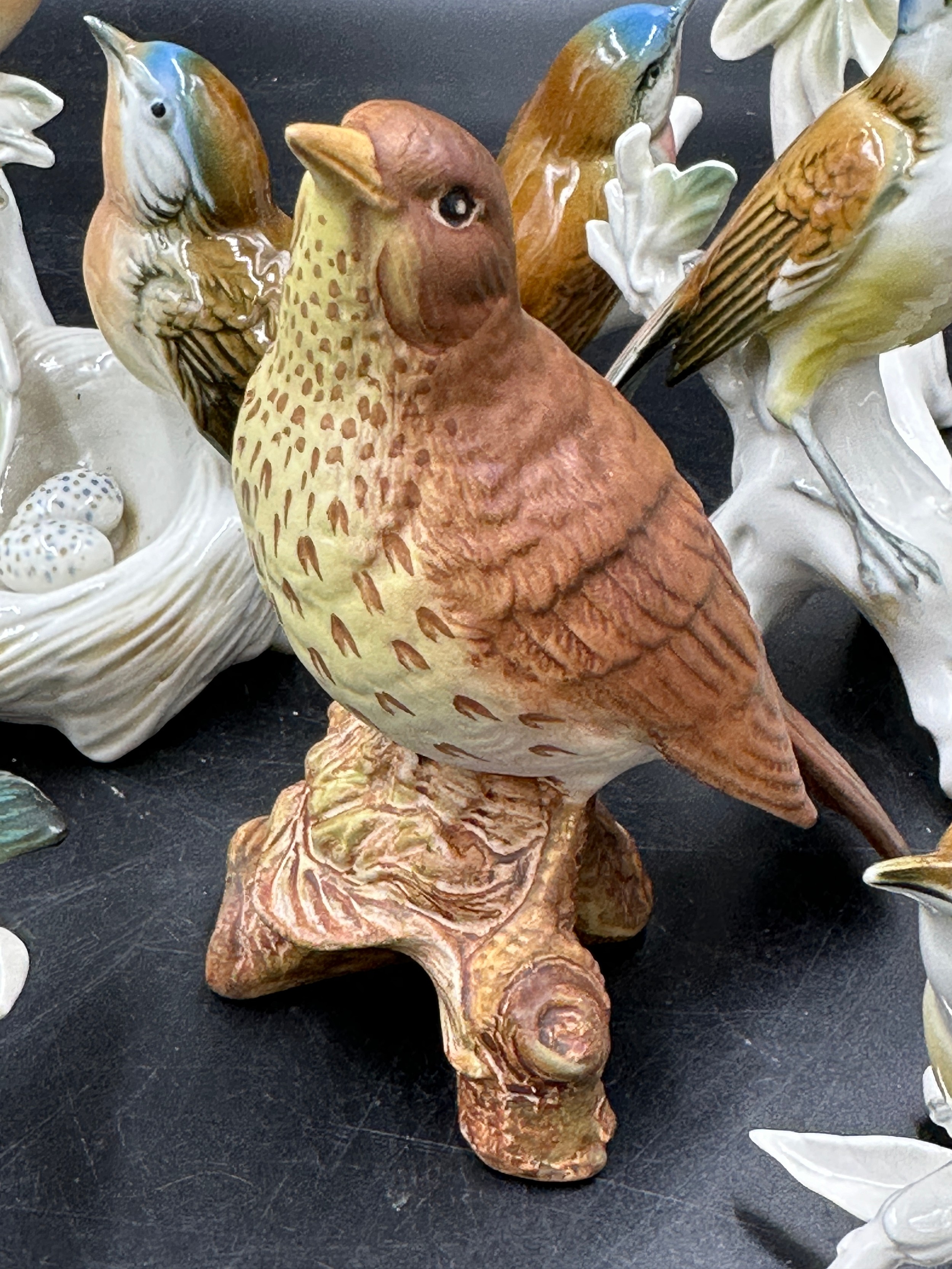 Six Karl Ens porcelain bird figurines to include Robin's Nest 7499, Blue Tits, Chaffinch etc. - Bild 3 aus 5