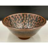 David Lloyd Jones (1928-1994) large stoneware bowl with patterned interior. Impressed LJ mark to