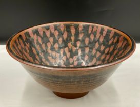 David Lloyd Jones (1928-1994) large stoneware bowl with patterned interior. Impressed LJ mark to