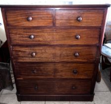 A 19thC mahogany chest of two short over four long drawers. 128cm w x 59cm d x 150cm h.