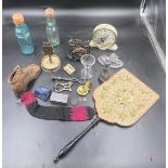 A miscellany to include vesta case, miniature shaver, cod bottles and openers, Tallyho bank cast