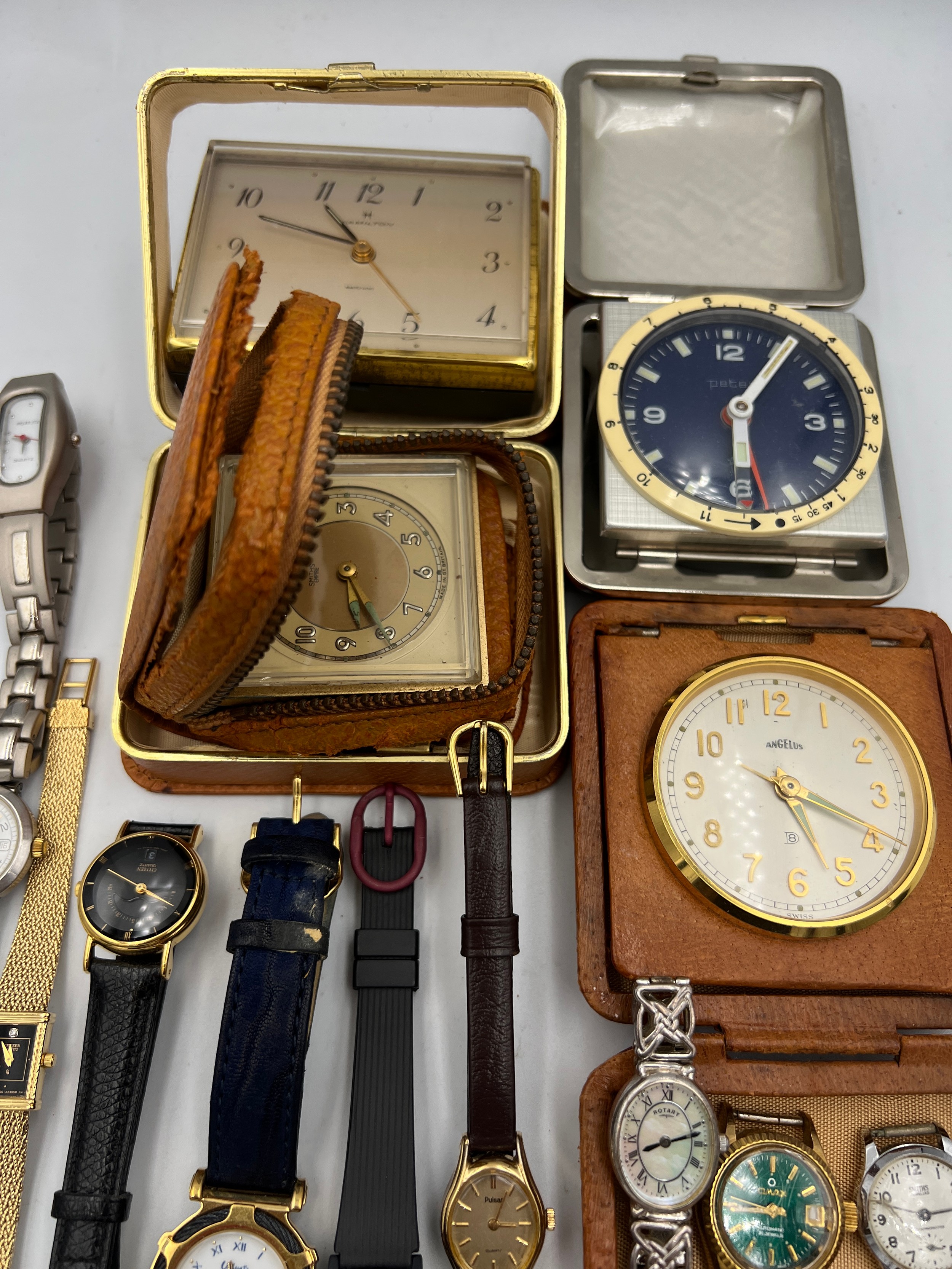 A quantity of vintage wristwatches and alarm/travel clocks. To include Smiths, silver Rotary, - Image 3 of 3