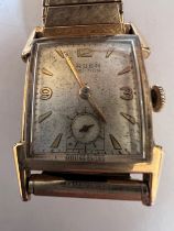 A 1930's manual Gruen 10K gold filled cased Veri-thin wristwatch with subsidiary seconds dial. Winds