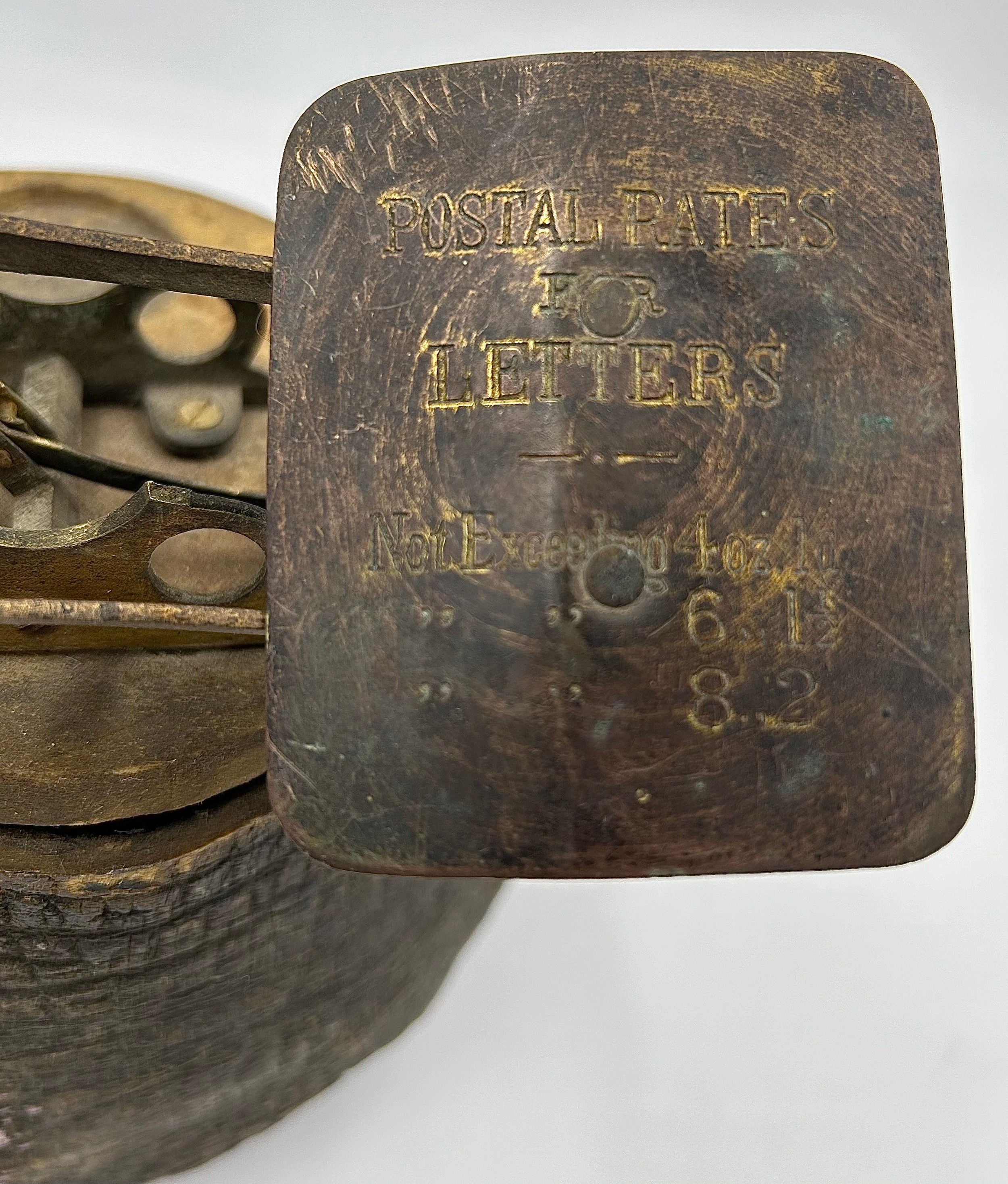 A taxidermy specimen of a Rhino foot with a set of mid 19thC postal scales attached to the top. - Image 3 of 7