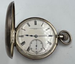 A silver half hunter pocket watch, Birmingham 1893. Z. Barraclough & Sons, Leeds.