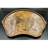 Robert Thompson 'Mouseman'- adzed oak kidney shaped tea tray with carved mouse signature handles. 47