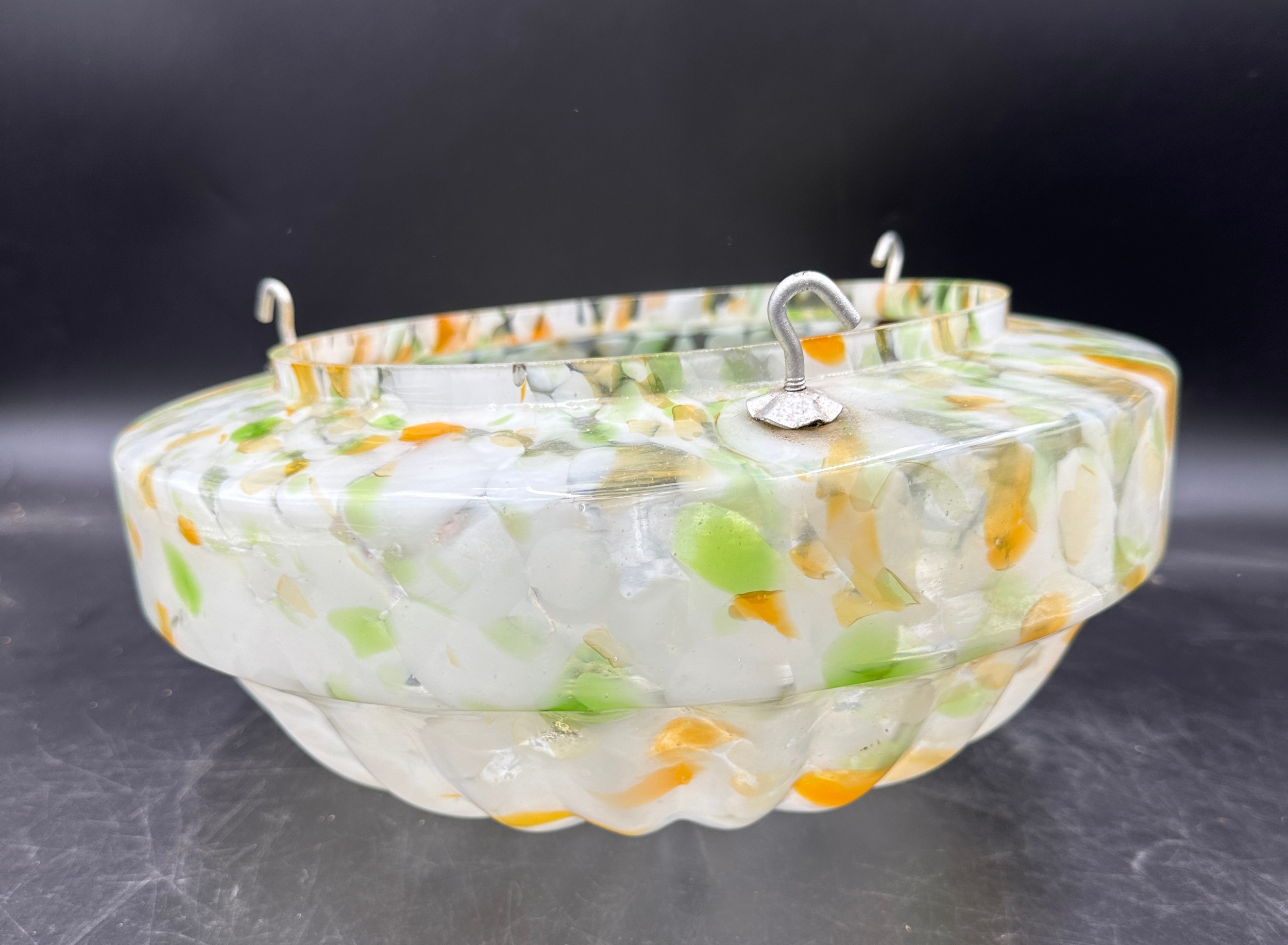Vintage white, green and orange ceiling light shade approx 32cm across.