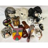 Various wall masks and plaques to include eight Venetian ceramic wall plaques various sizes, three
