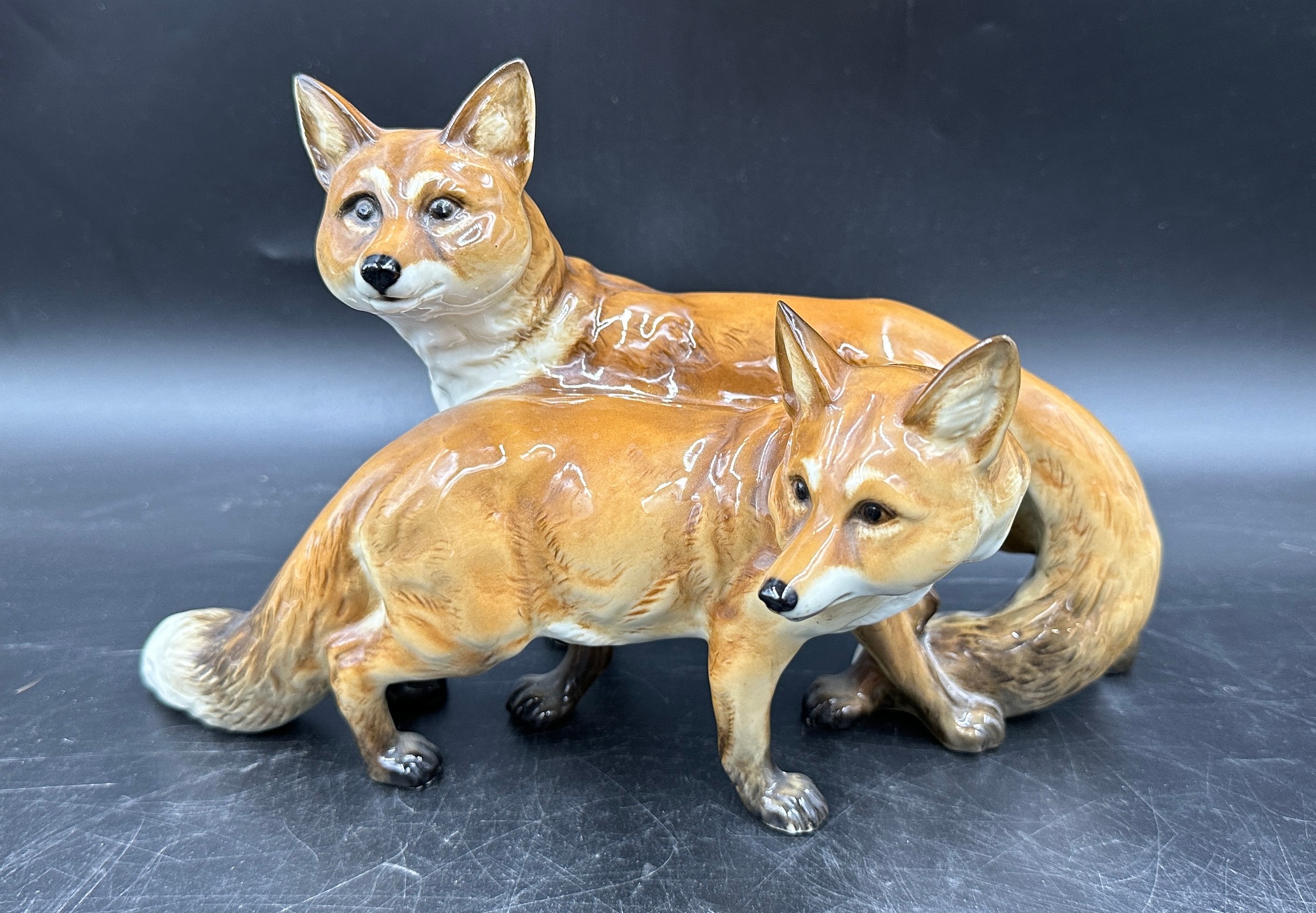 A German Hutschenreuther porcelain figure group modelled as a pair of foxes, 17cm h x approx. 18cm w - Bild 2 aus 5