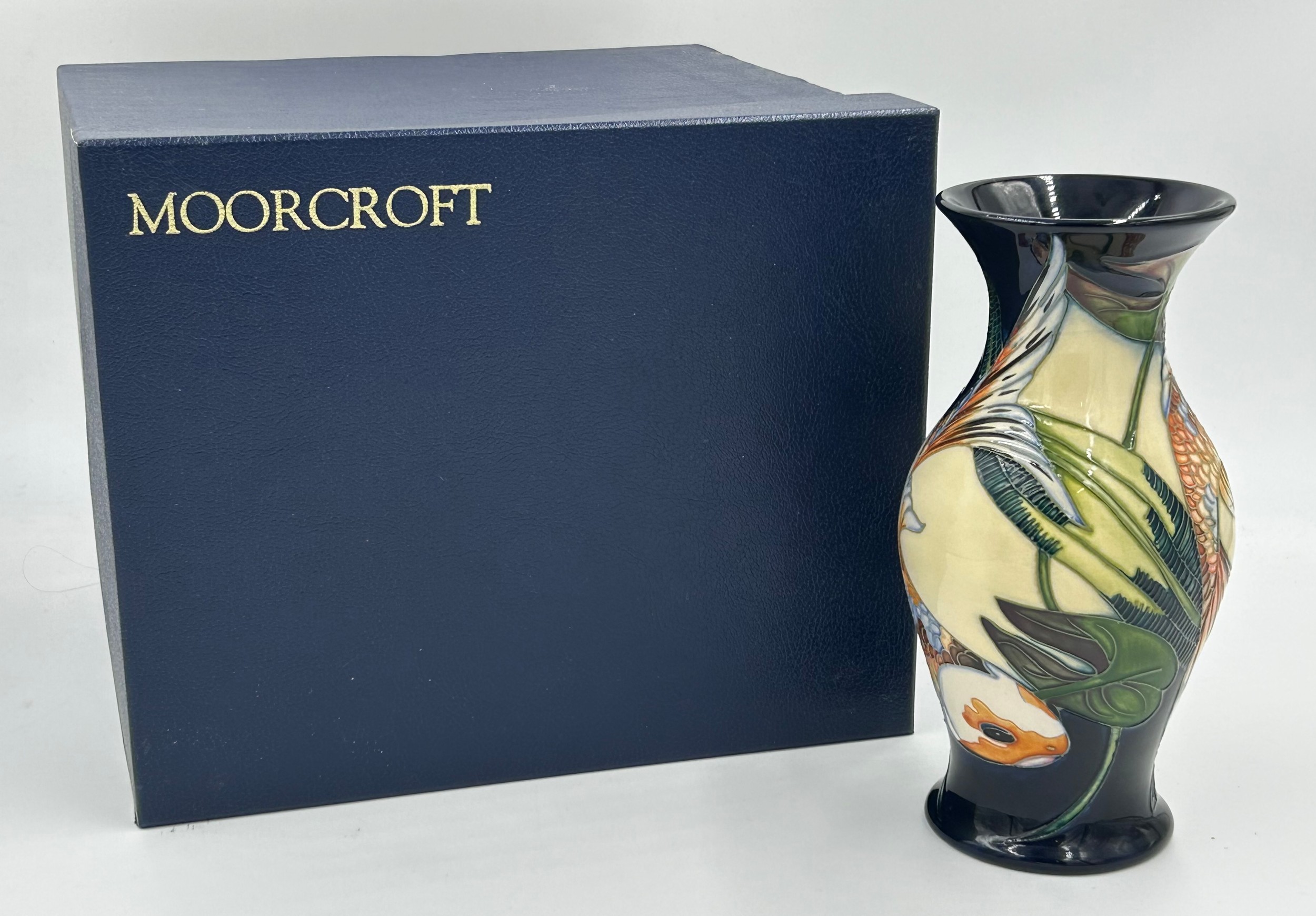 A boxed Quiet Waters Moorcroft vase of baluster form, dated 2002. 20cm h. - Image 2 of 6