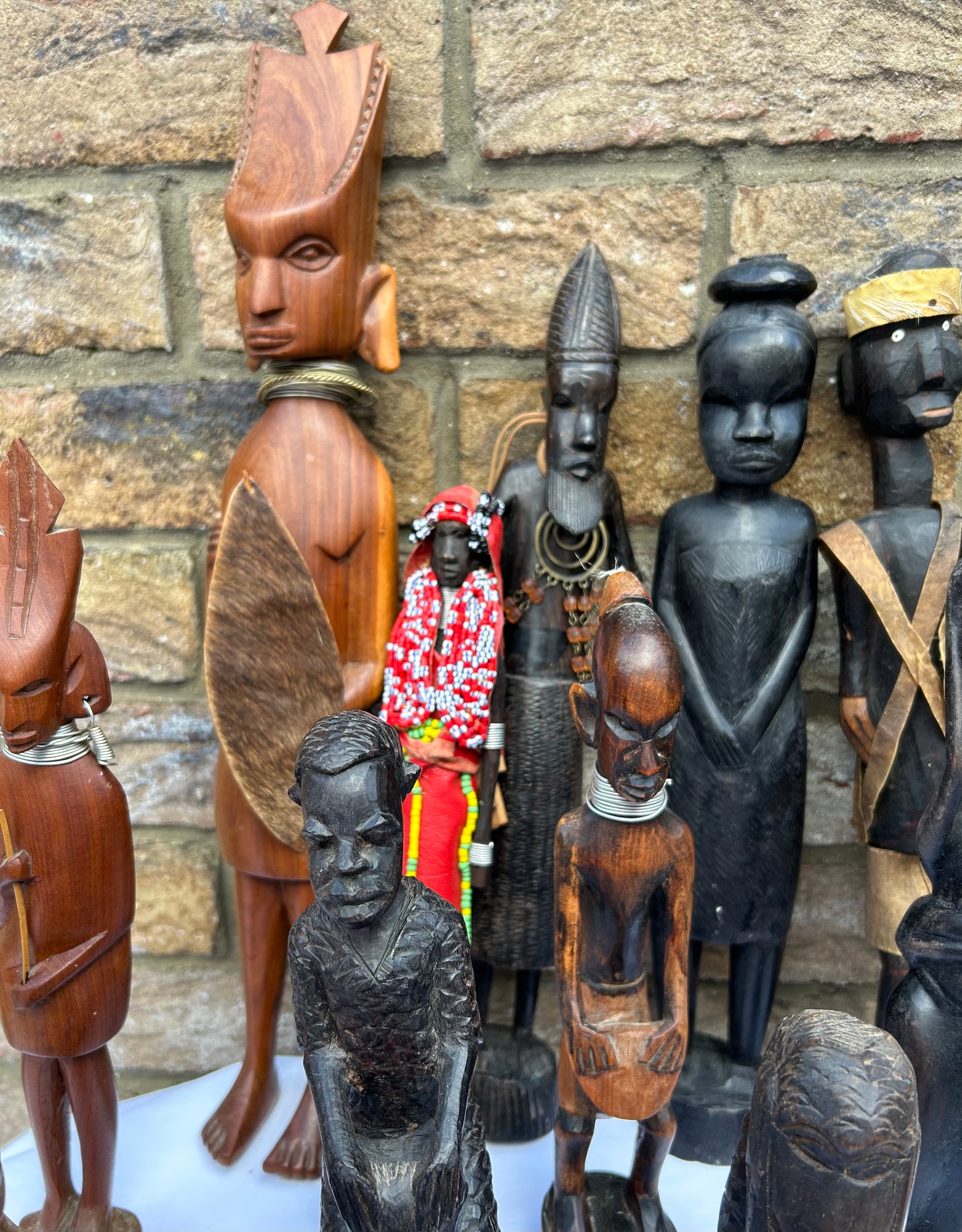 A quantity of wooden statues, busts, ornaments, majority in dark wood. Tallest 47cm h, lion 29cm - Image 4 of 7