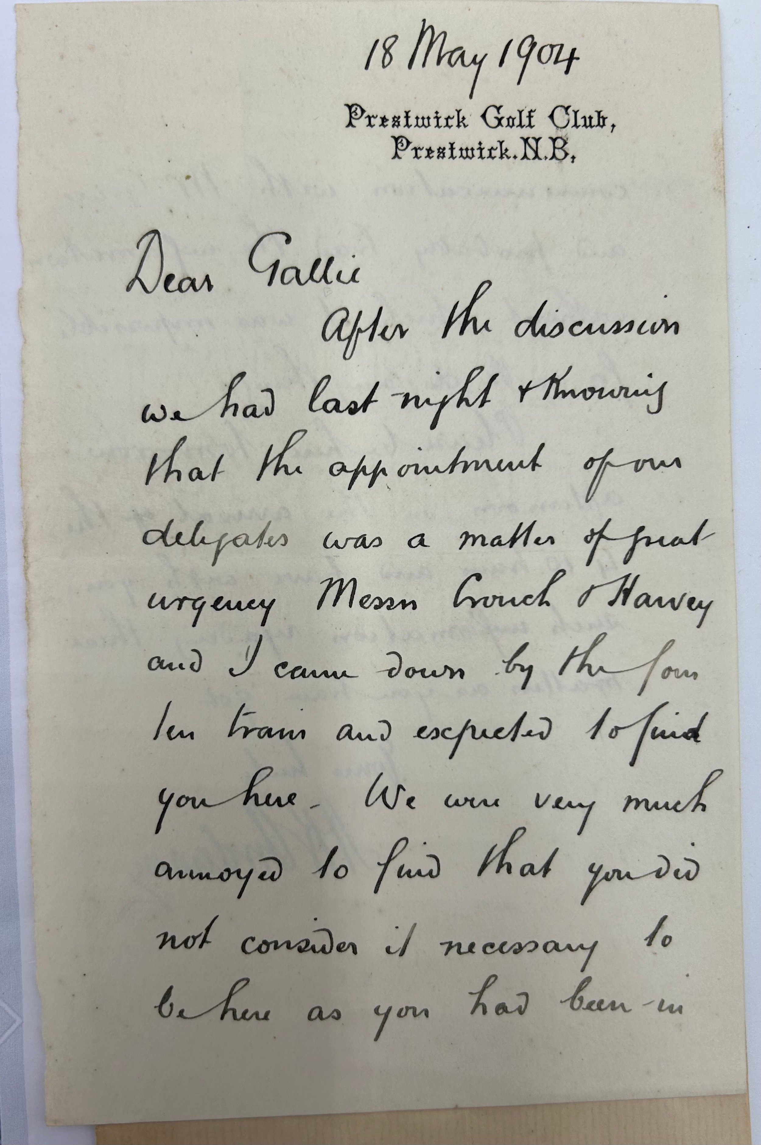 A Collection of Autographs and letters from The Scottish Golf Team 1903 match including C.Ralph - Bild 2 aus 6