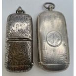 Two silver sovereign holders/vesta cases. Birmingham 1899, maker Samuel M Levi and Chester 1901,