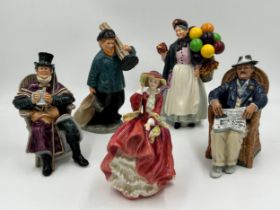 A Collection of 5 Royal Doulton figurines to include 'The Coachman' HN 2282, 'Taking Things Easy' HN