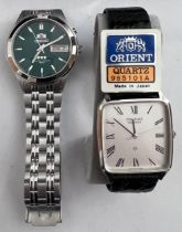 Two Orient wristwatches to include an automatic day/date stainless steel case and band with Orient