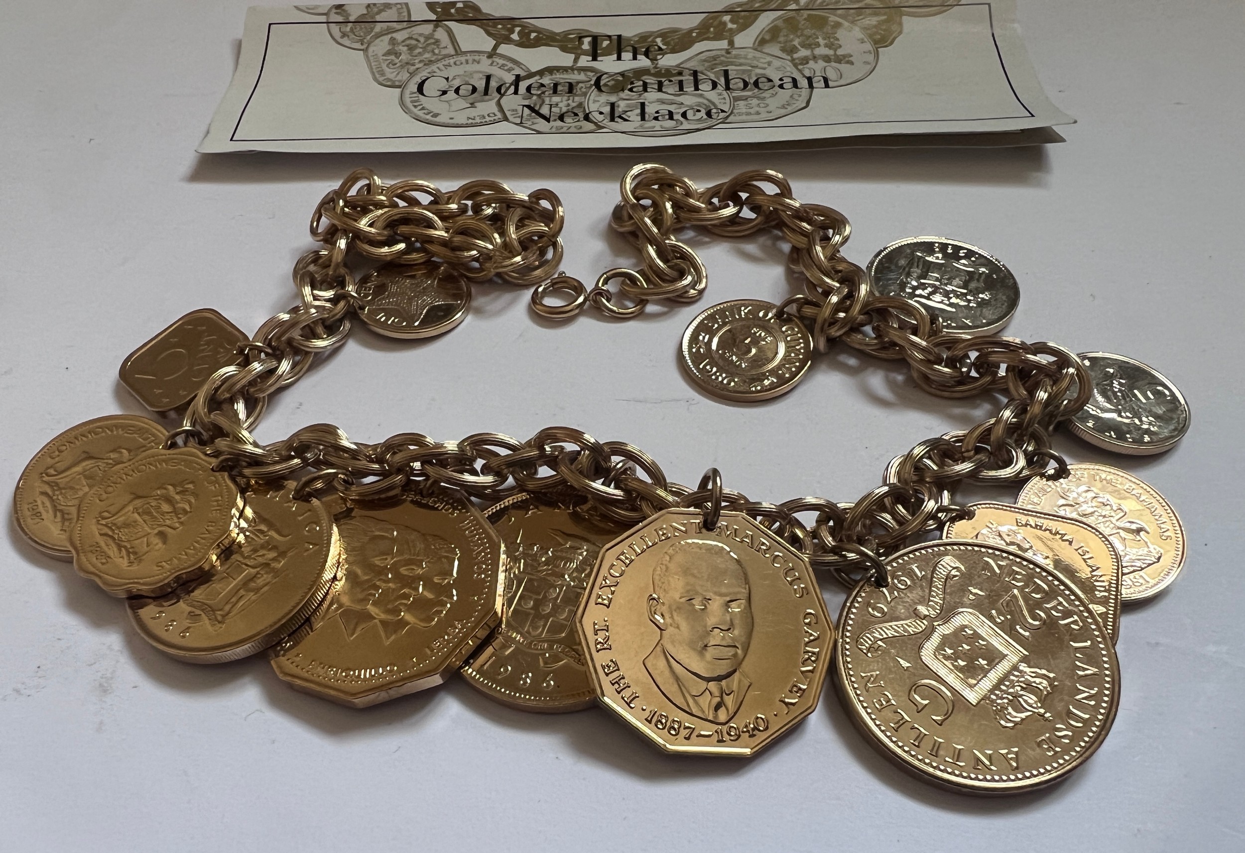 Franklin mint, a gold plated 'The Golden Caribbean Necklace' with coins from the Caribbean - Image 2 of 3