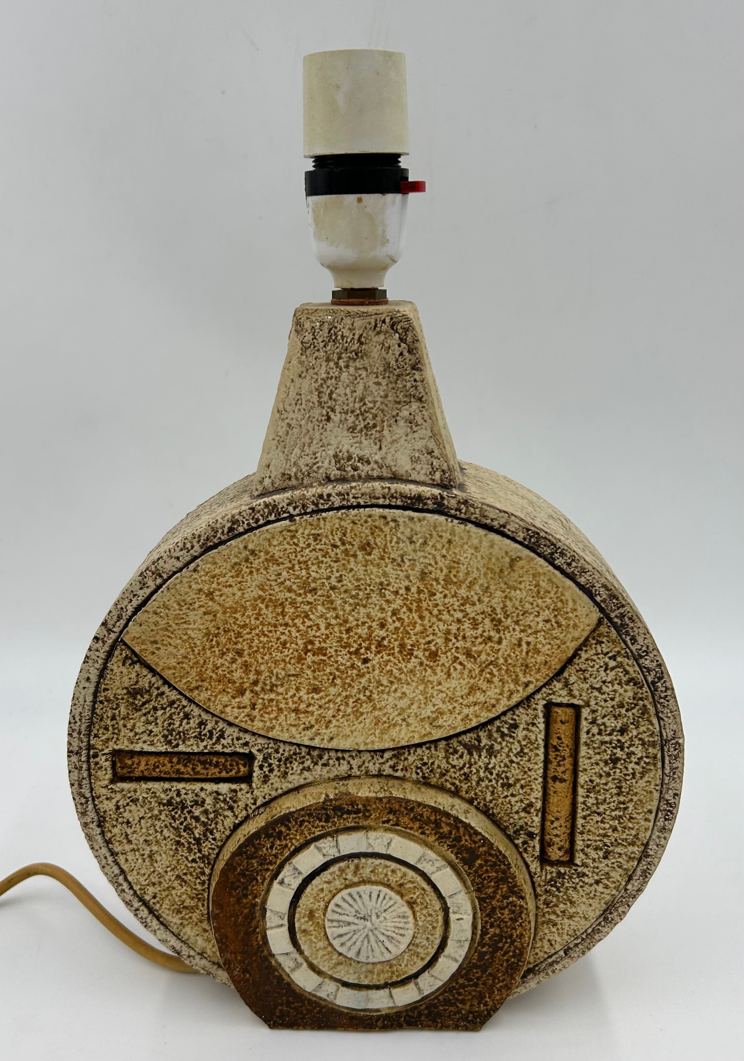 Troika Pottery Wheel Lamp with geometric relief motifs. Signed to base Troika Cornwall. Ht to top of - Image 2 of 5