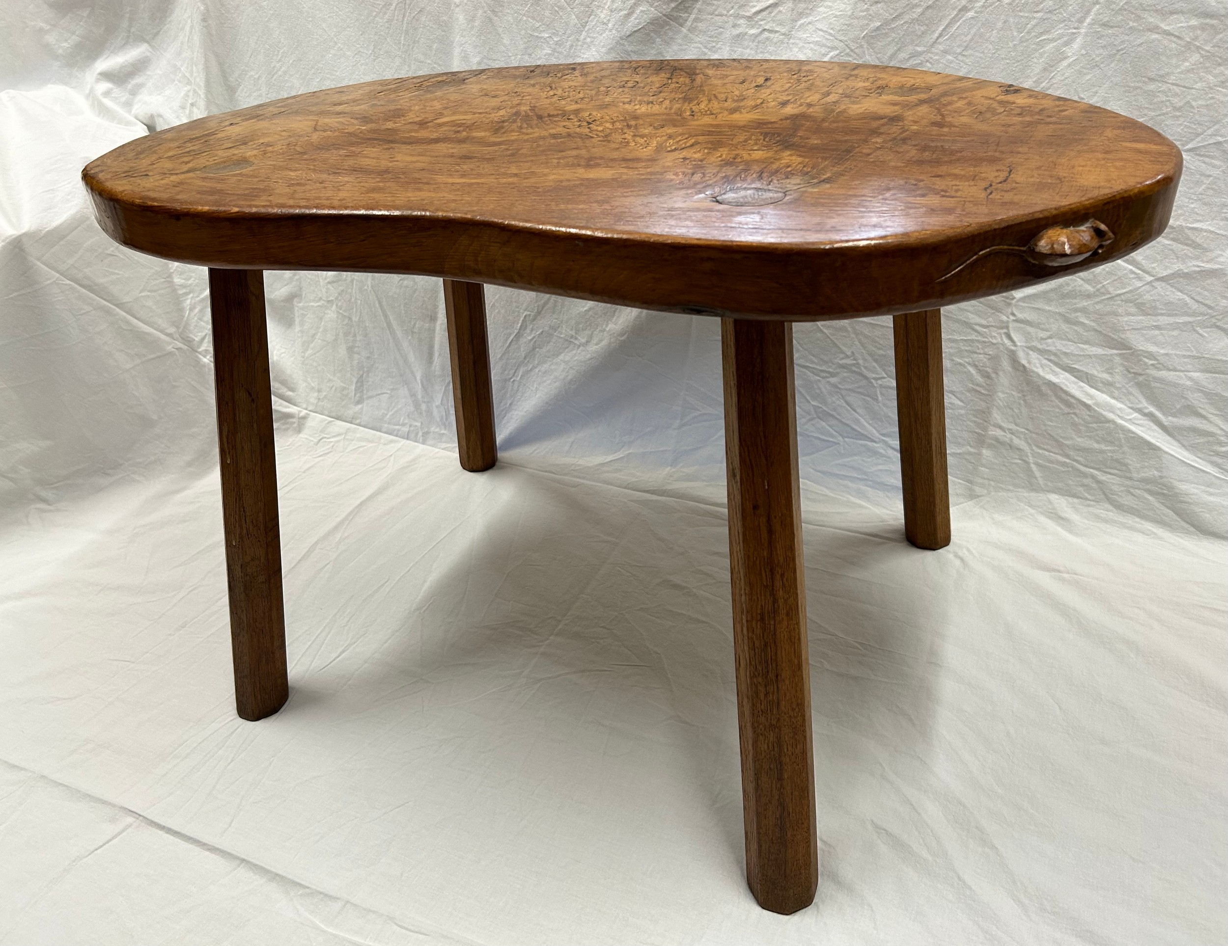 A Robert Thompson, ‘Mouseman’ kidney shaped burr oak table on four octagonal legs with signature - Image 6 of 29