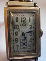 A late 1930's manual Gruen 10K rolled gold wristwatch with subsidiary seconds dial. 15 jewel.