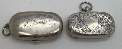 Two hallmarked silver sovereign and half sovereign holders. Birmingham 1900, maker Rolason