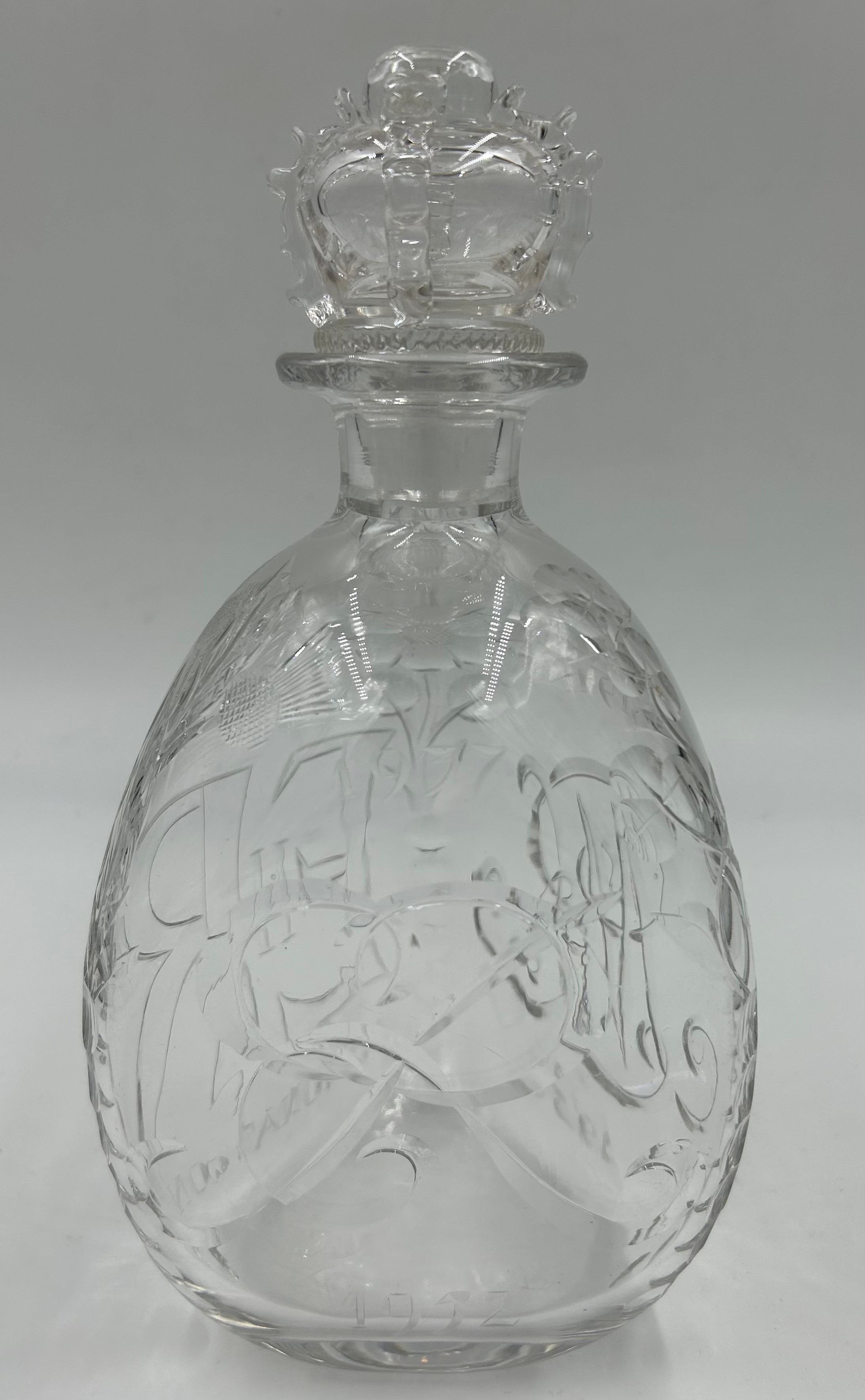 Good quality 20thC cut glass to include a Coronation decanter, 2 x large Stuart goblets etched - Image 2 of 9