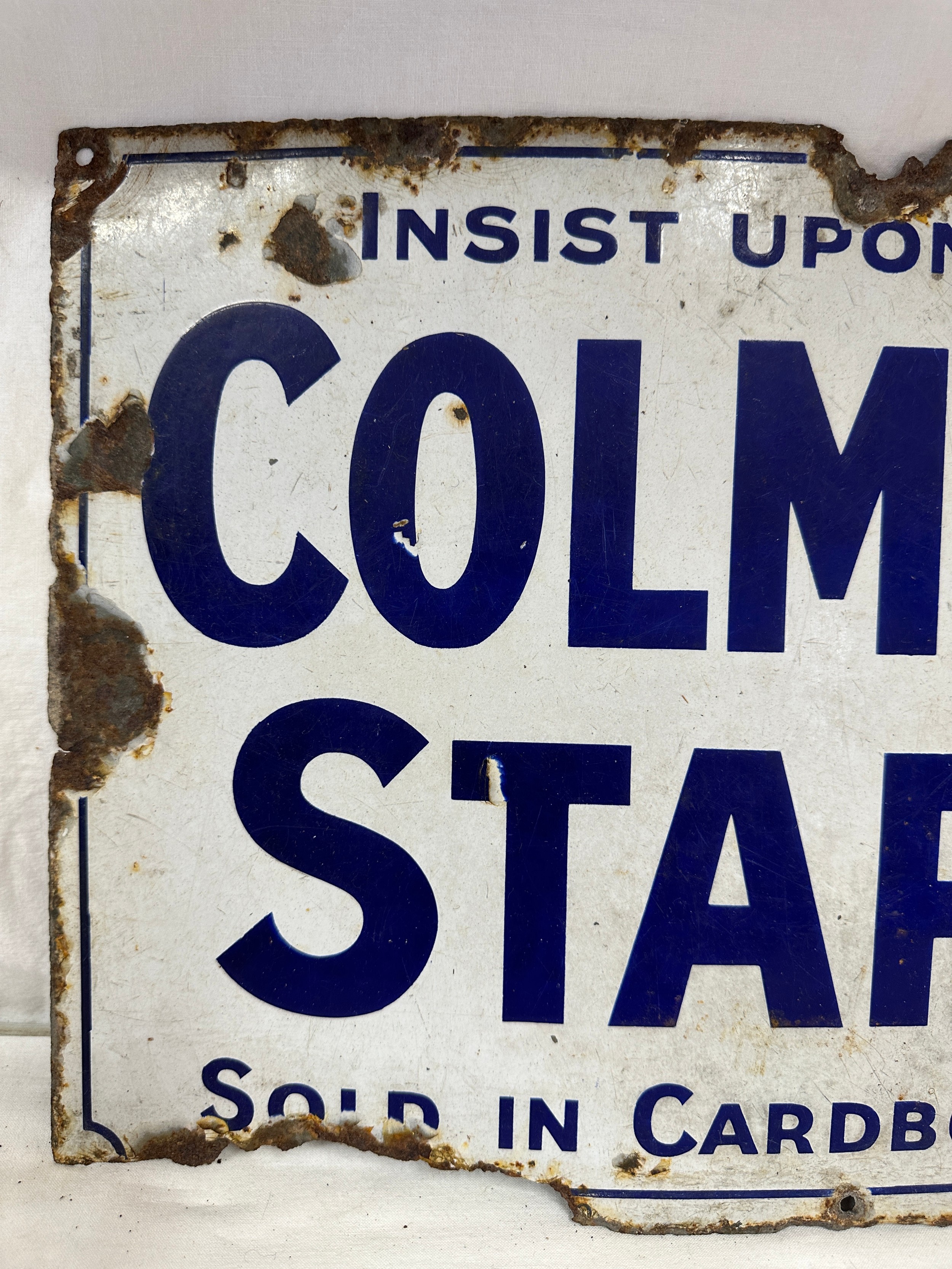 An original enamel 'Colmans Starch' advertising sign measuring 30.5 x 45.5cm. - Bild 3 aus 5