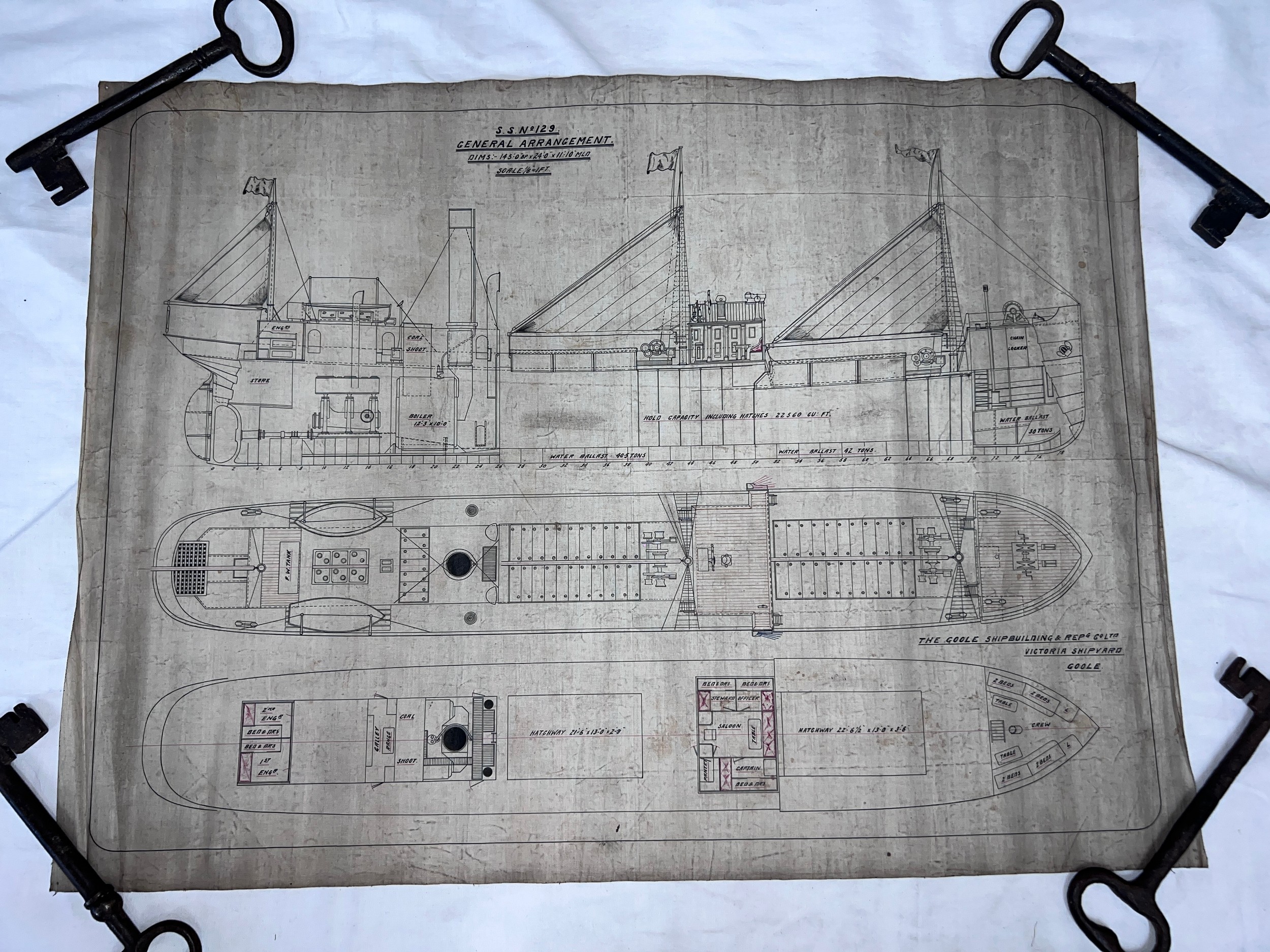 Ship plans, Goole Ship Building & Repairing Co Ltd. to include S.S. Thames 129, S.S. Cottingham 103, - Bild 3 aus 18