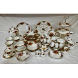 Old Country Roses Royal Albert part dinner/tea service to include cake stand, tea pot, sandwich