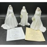 Coalport 'Royal Bride' figurines comprising of The Queen 1173/7500, The Queen Mother 763/7500,
