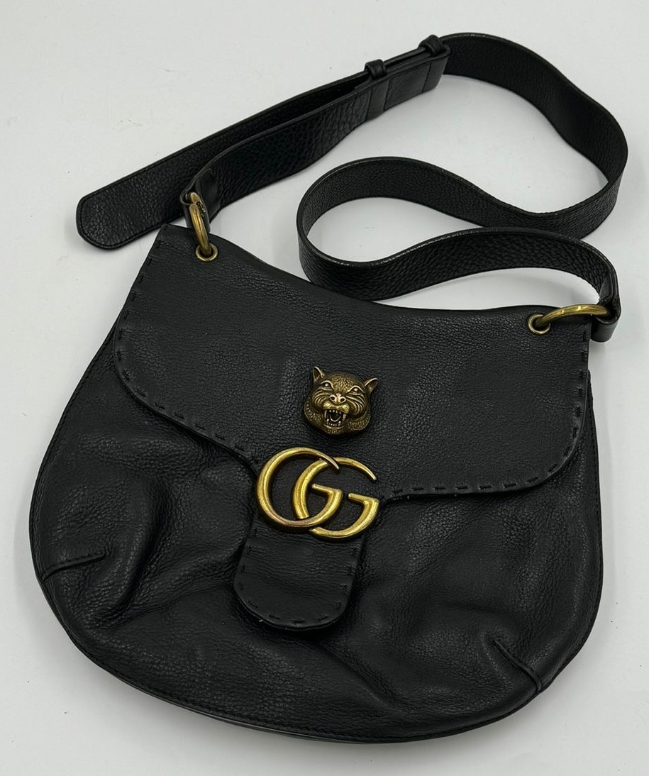 A real black leather jacket by Deja - Vu along with a genuine black leather Gucci Marmont bag. - Image 2 of 11