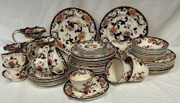 A collection of Mason Mandalay pattern ware comprising 3 graduating jugs, 6 x breakfast cups and