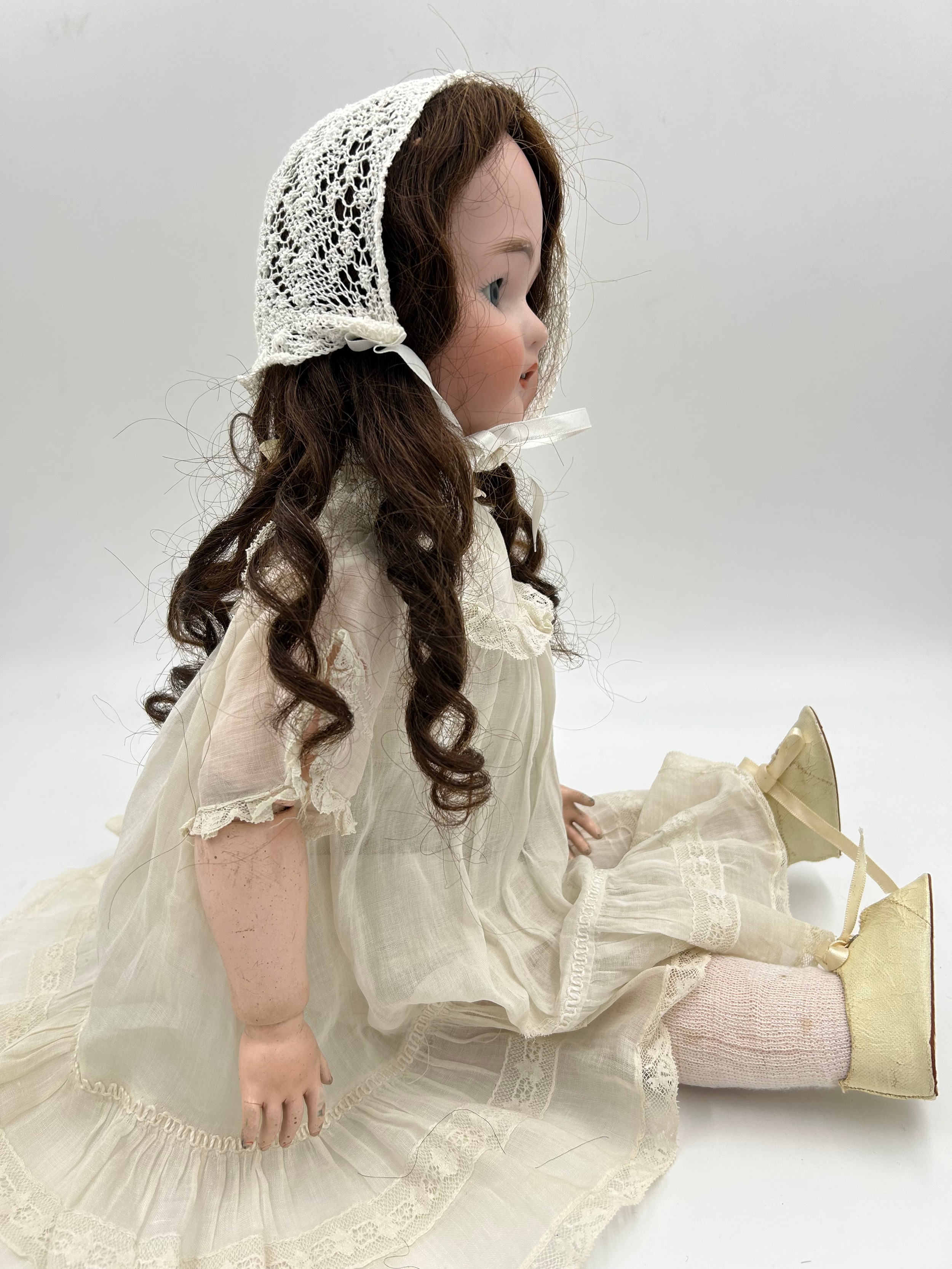 A Simon & Halbig Bisque Porcelain headed doll (57cm) stamp to the neck, with mechanical blue eyes, - Bild 6 aus 10