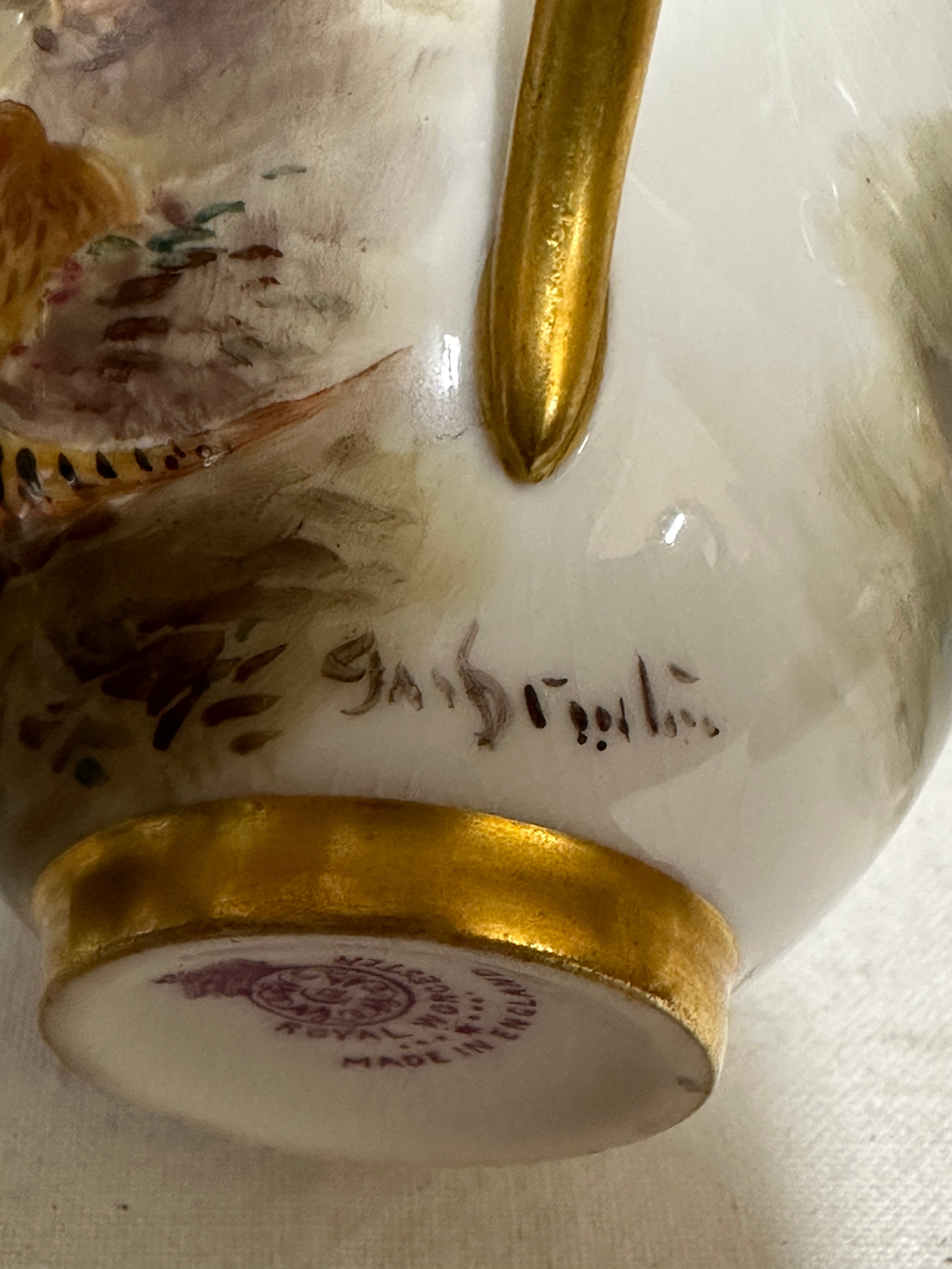 A Royal Worcester coffee set painted with pheasants, by J. Stinton, all signed to include 6 x cups - Image 3 of 15