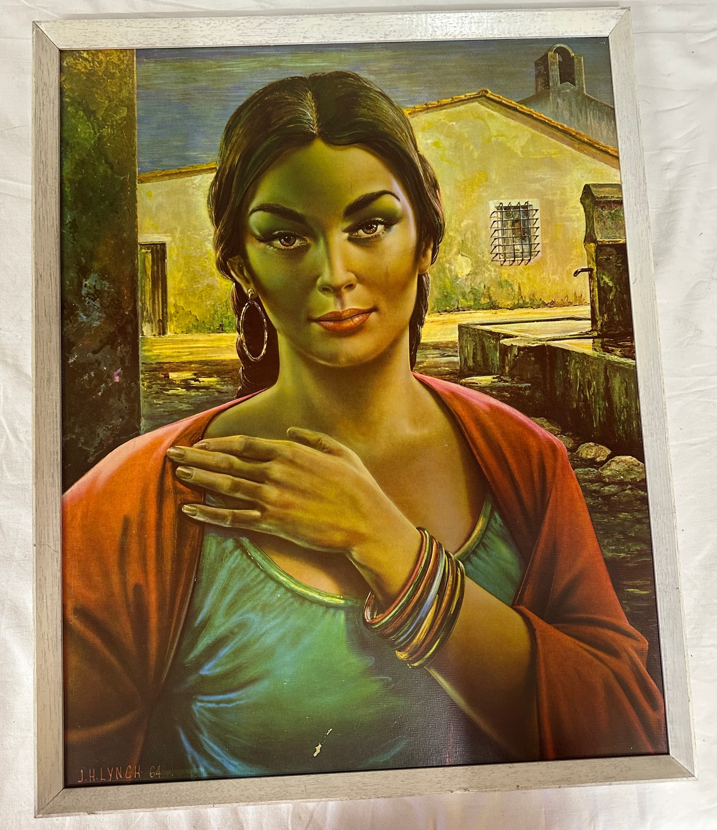 A vintage print of 'Lalinda' Spanish girl from J. H. Lynch's portrait 1964. Image size 57 x 44.5cm