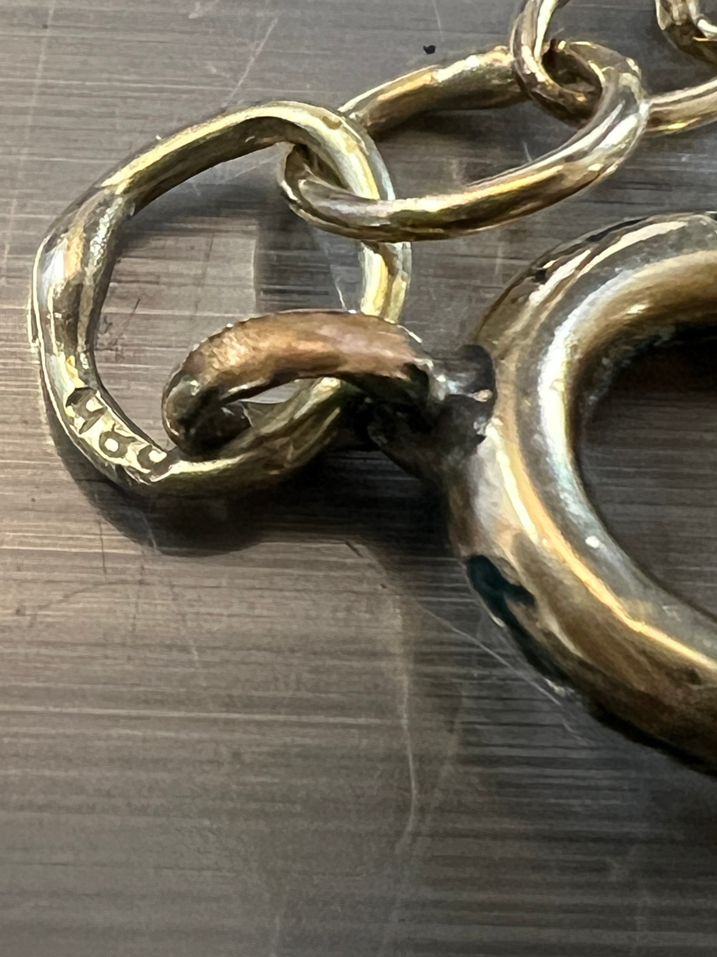Two yellow metal chain necklaces, one marked 9carat 6.1gm the other marked 18 carat, weight 7.5gm. - Image 2 of 2