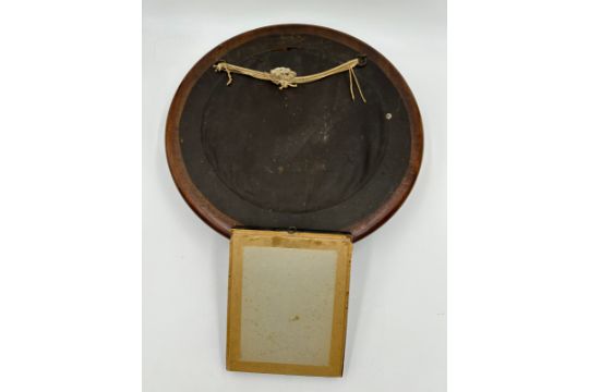 A Mother of Pearl carved nativity scene from Jerusalem in a mahogany circular glazed frame with a - Image 4 of 8