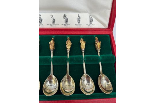 The Queen's Beasts - a cased set of ten hallmarked silver spoons, William Comyns & Sons Ltd, - Image 5 of 11