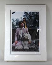 Tom Murray (American b 1953), a study of The Beatles band members Paul and Ringo with dog, `Martha