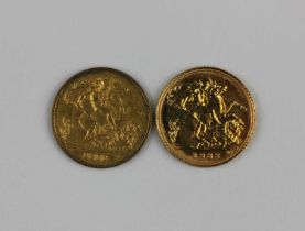 Two gold half sovereigns dated 1911 and 1982