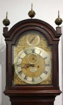 A George III mahogany longcase clock, James Bullock London, with brass and silverized signed arch