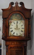 A George III inlaid and parquetry banded mahogany longcase clock, with striking and chiming eight-
